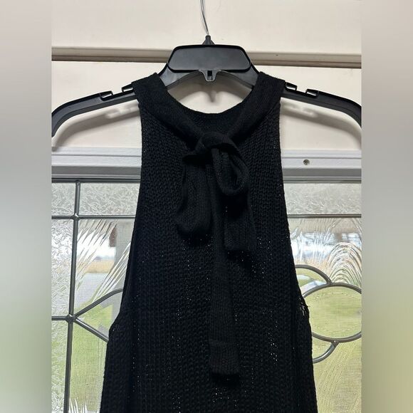 Crochet Dress Halter Back Tie. NWOT. Woman's Black (185) - Picture 4 of 5